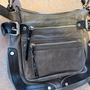 TANO Gray Leather Crossbody Bag